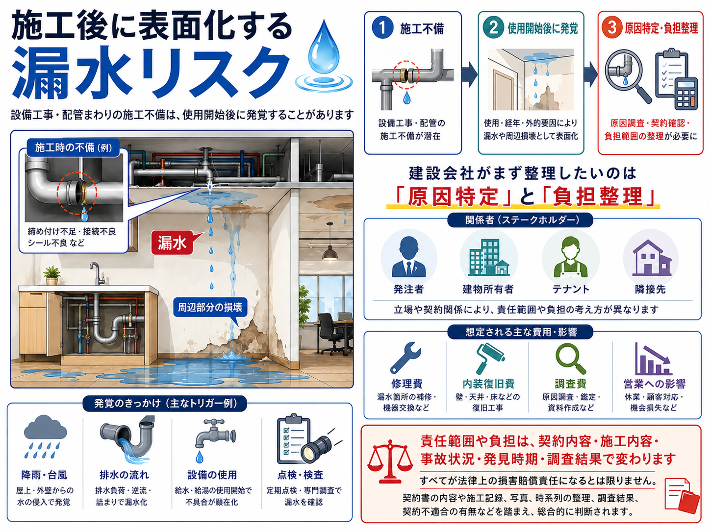 過去の工事の漏水、誰の負担？
