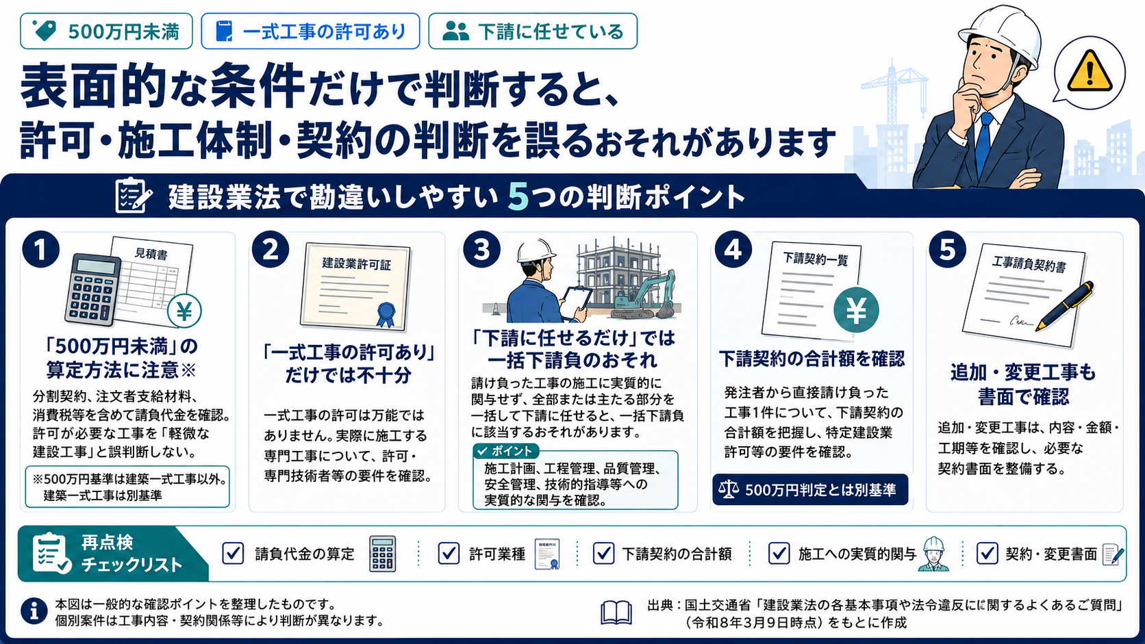 建設業法で勘違いしやすい5つのルール