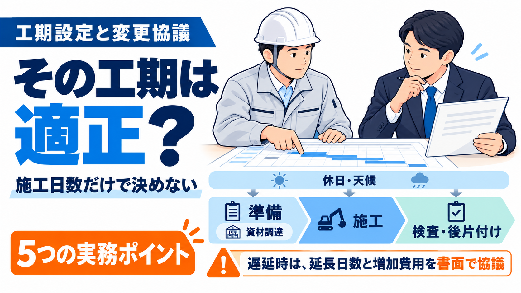 その工期は適正？工期基準と変更協議