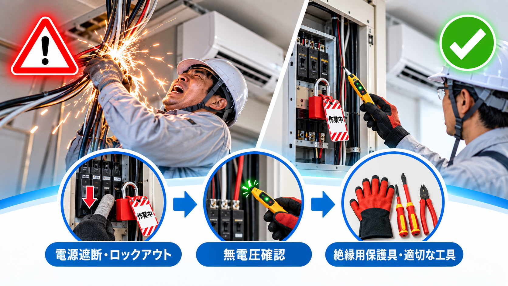 クーラー配線工事で感電死亡